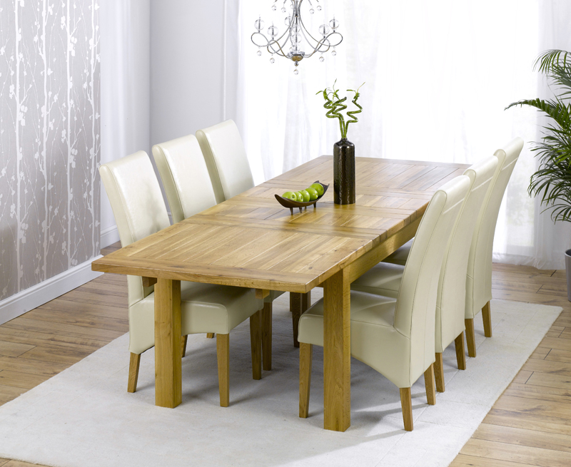 Rochester Oak Extending Table plus 6 Leather Chairs - Roma - Click Image to Close